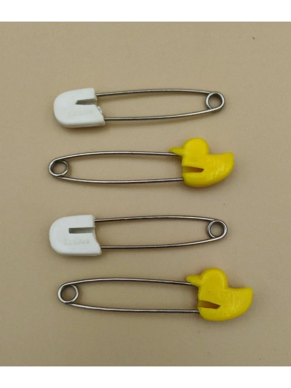 Vintage Baby Safety Pins Yellow Duck & White Cap Designs 3
